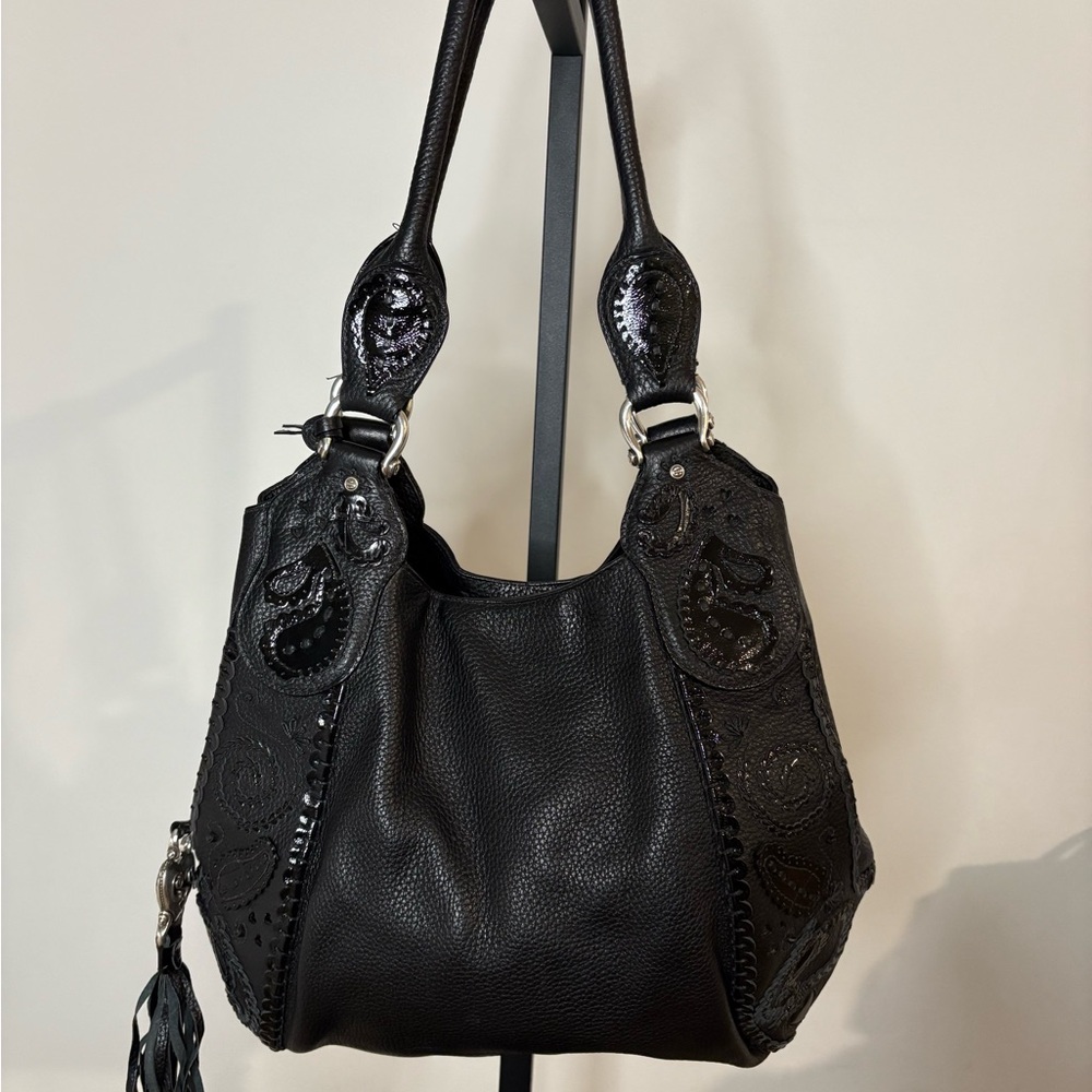 Brighton Black Melania Shoulder Bag with Embossed Details